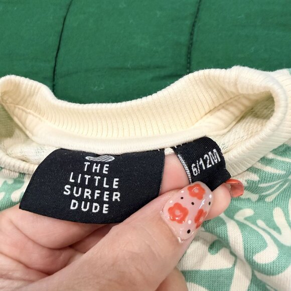 The Little Surfer Dude 6-12M Surf Bubble Romper French Terry - Picture 4 of 5